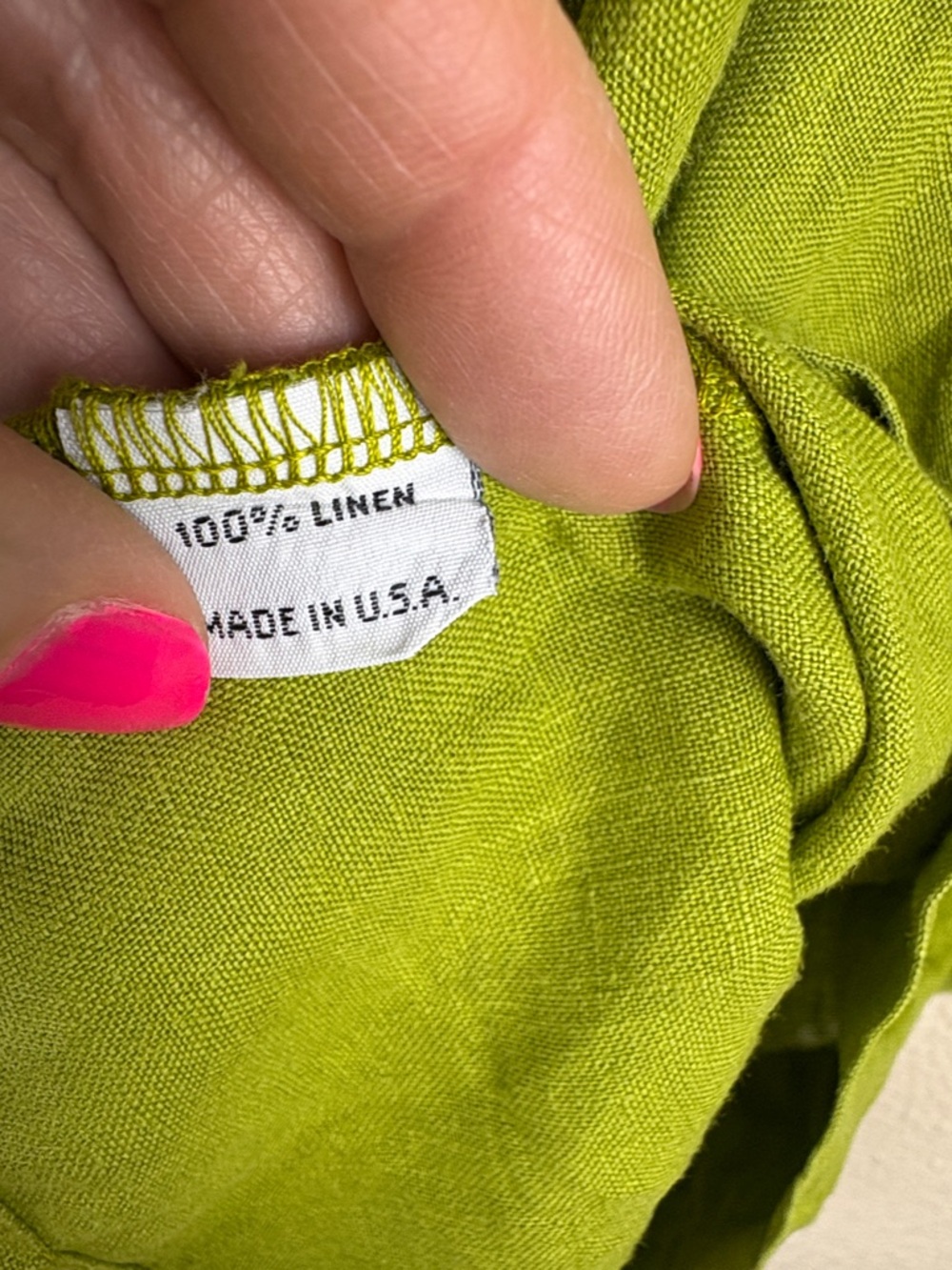 Bryn Walker Oversized 100% Linen Lime Green Tunic Top Lagenlook Size 3X - Picture 11 of 14